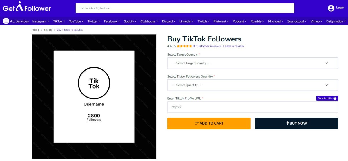 getafollower Buy Female TikTok Followers