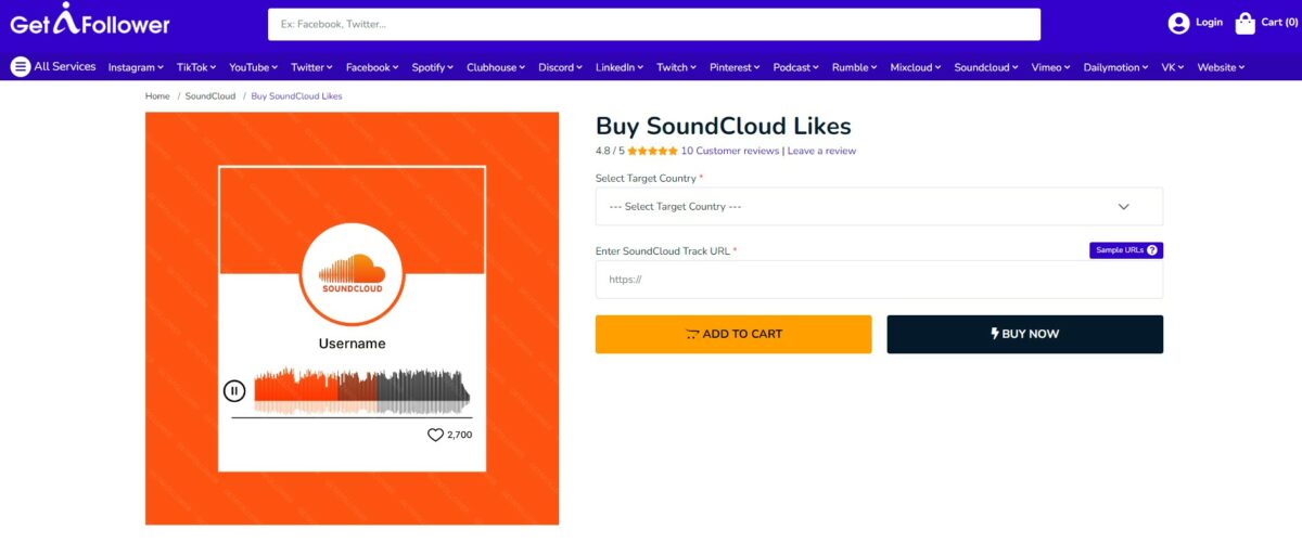 getafollower buy soundcloud likes
