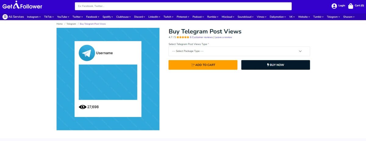 getafollower buy telegram views for post