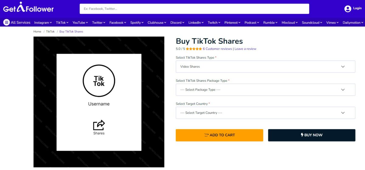 getafollower Buy TikTok Shares For Videos