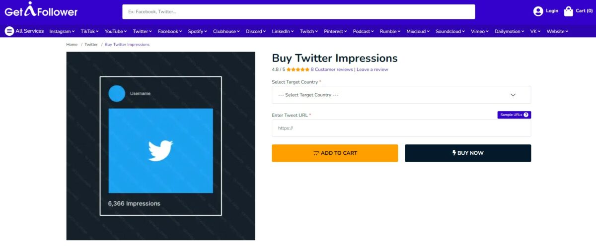 getafollower buy twitter impressions