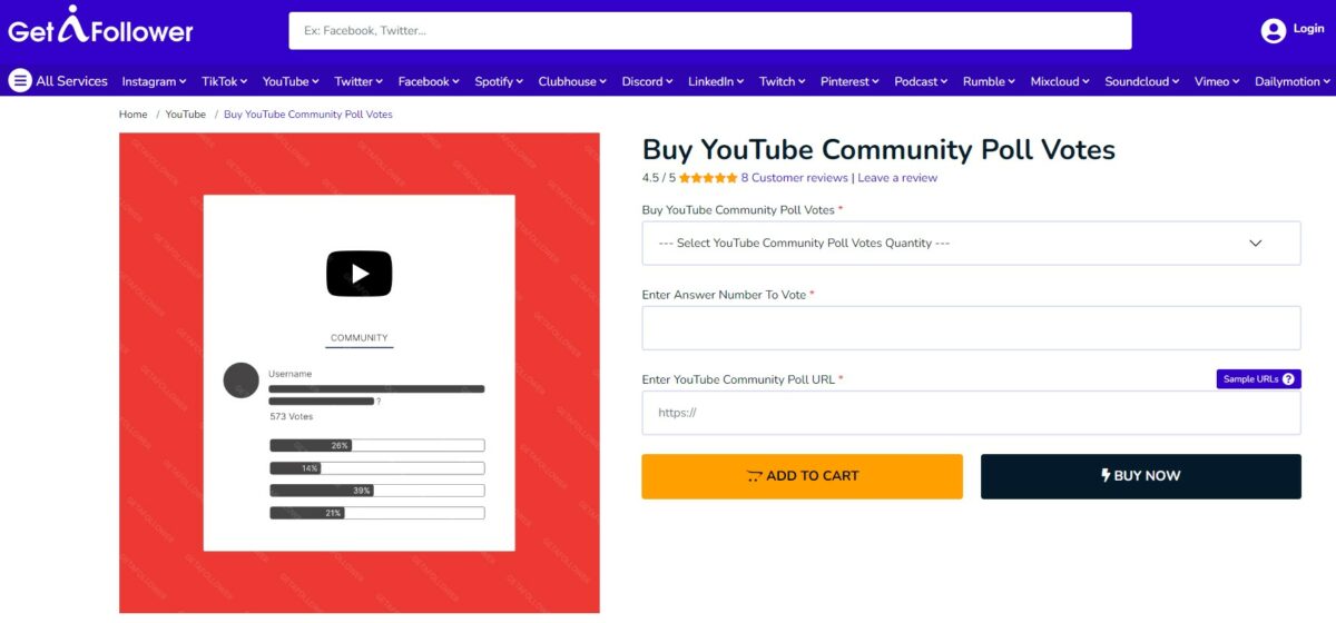 getafollower Buy YouTube Community Poll Votes 