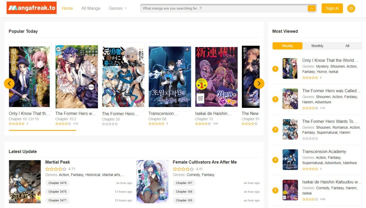manga freak Free Manga Reading Websites