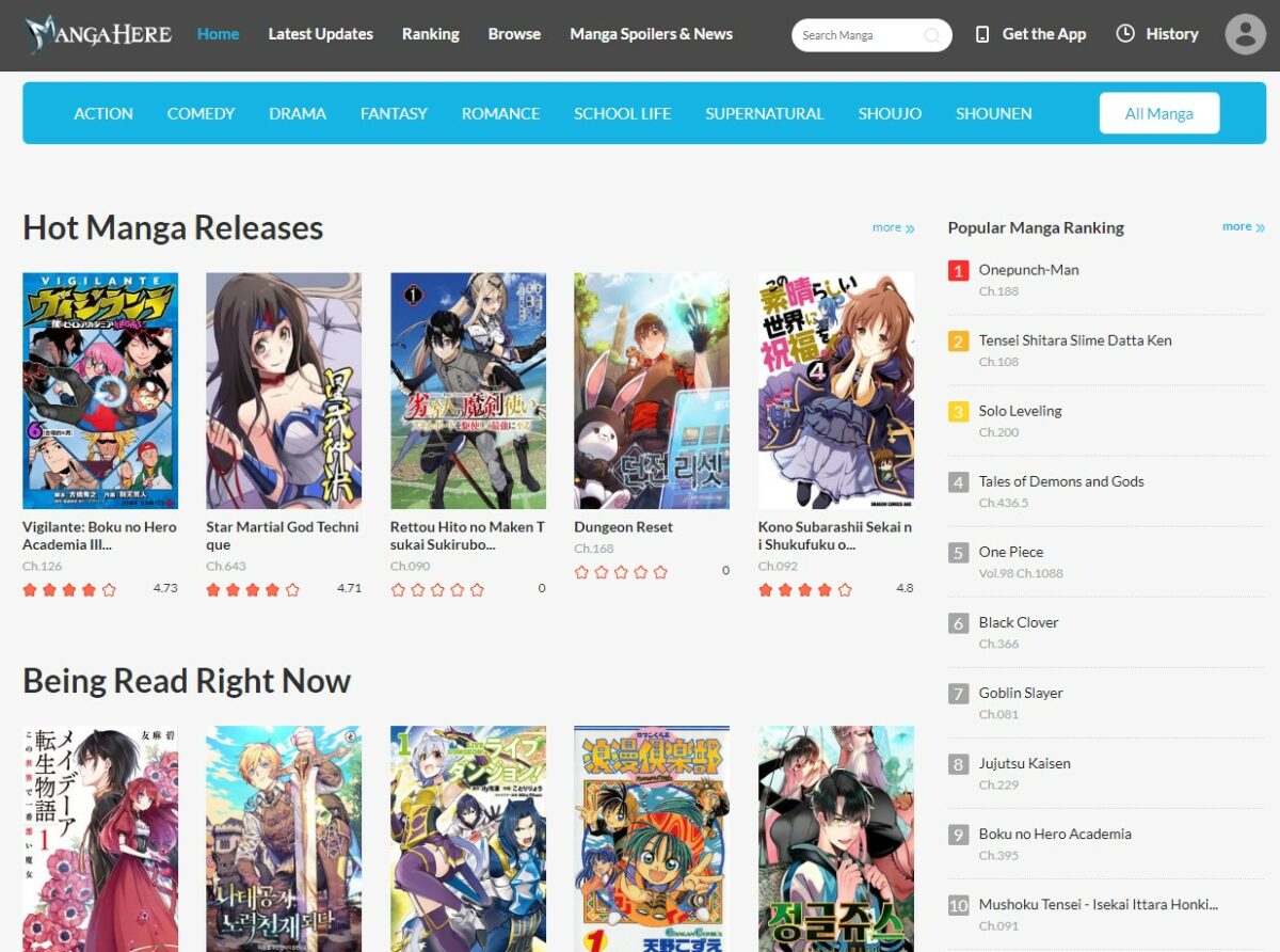mangahere Free Manga Reading Websites