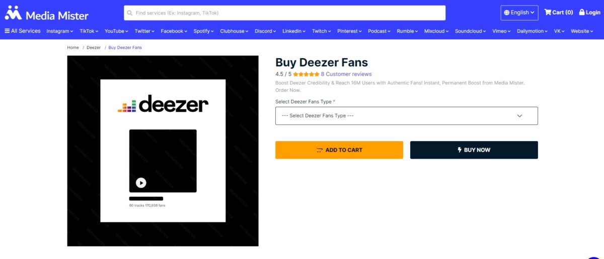 media mister buy deezer fans and followers
