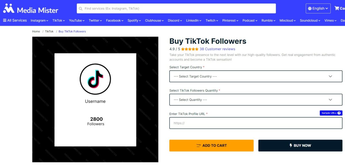 media mister Buy Female TikTok Followers