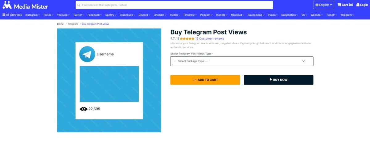 media mister - buy telegram views for post