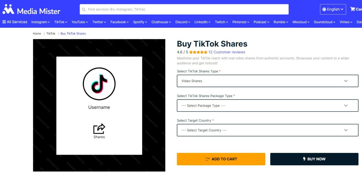 media mister Buy TikTok Shares For Videos