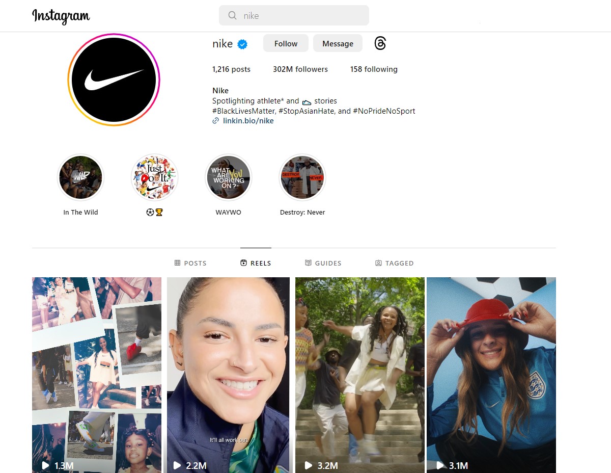 Nike instagram