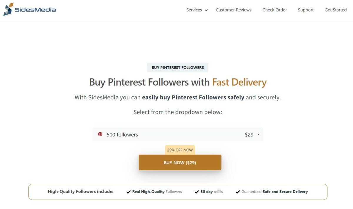 sidesmedia buy pinterest followers