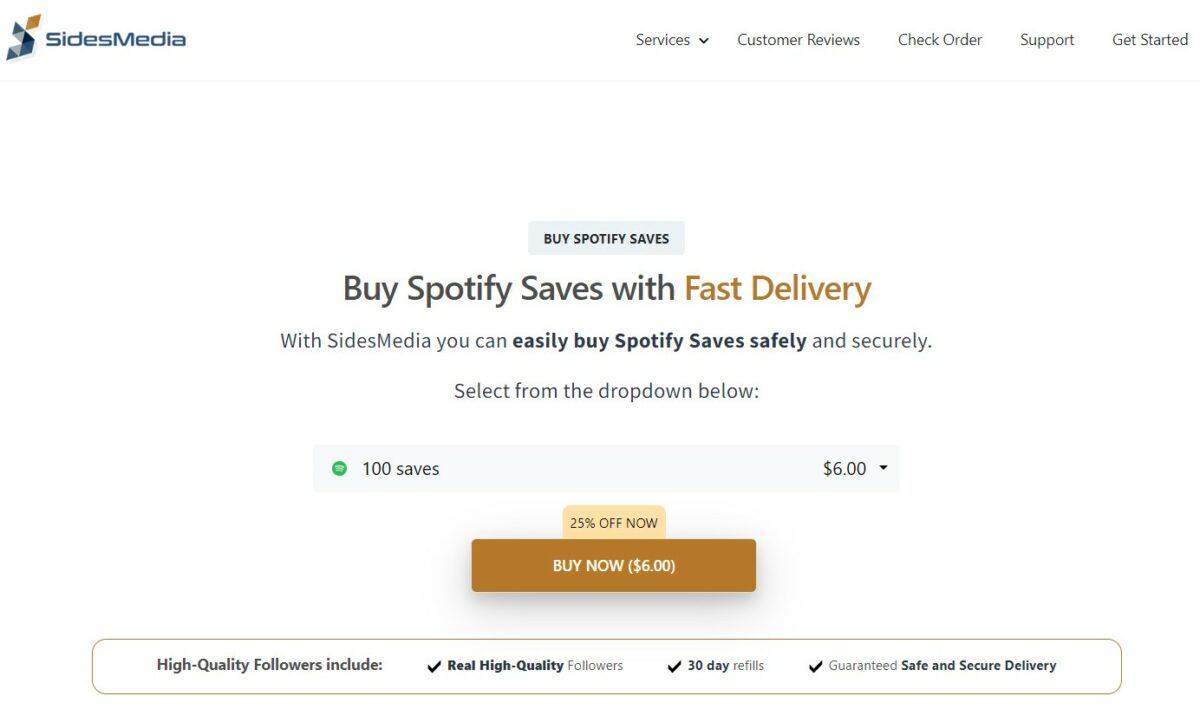 sidesmedia buy spotify saves and presaves