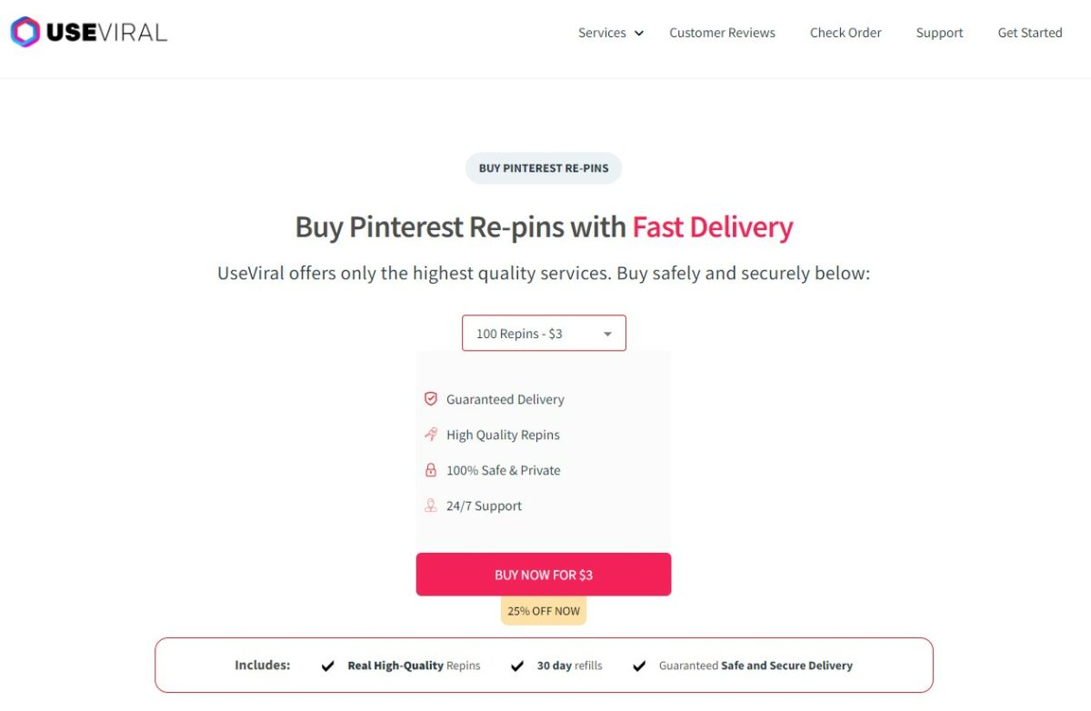 useviral - best sites to buy pinterest repins