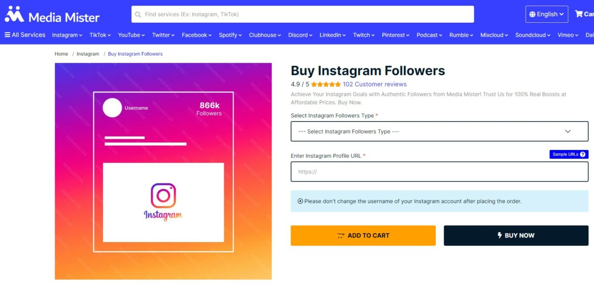 media mister Buy Drip Feed Instagram Followers