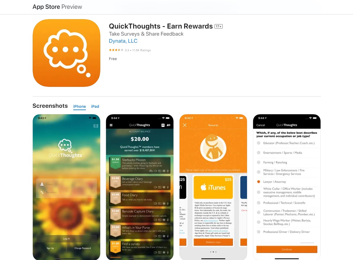 QuickThoughts survey apps
