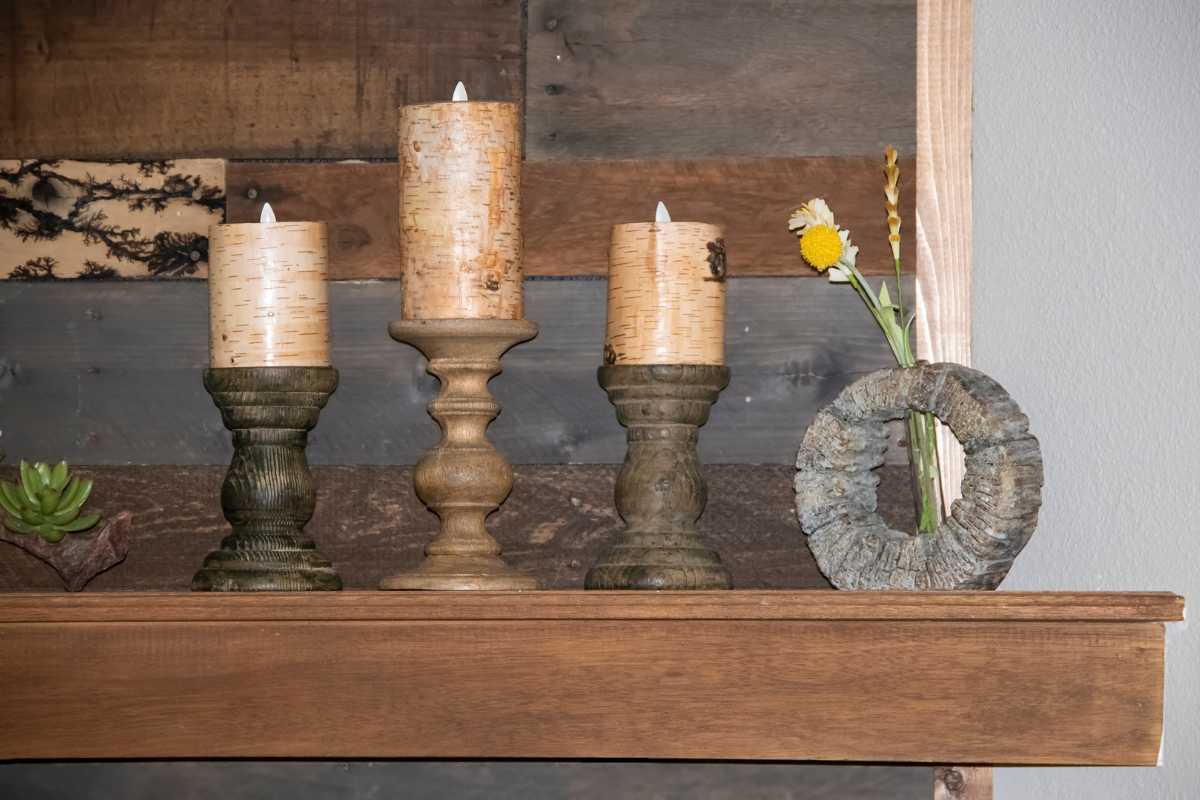 Rustic Wood Candle Holders 515