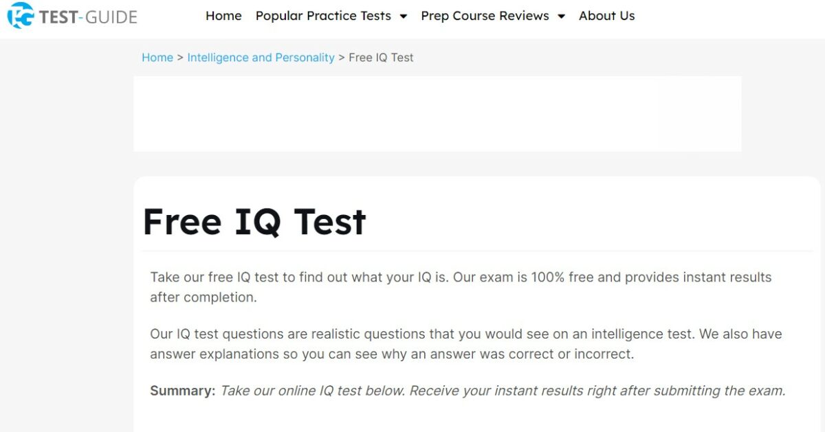 Test-Guide's Free IQ Test IQ Tests With Instant Results