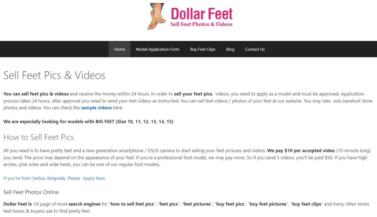 dollar feet apps to sell feet pics