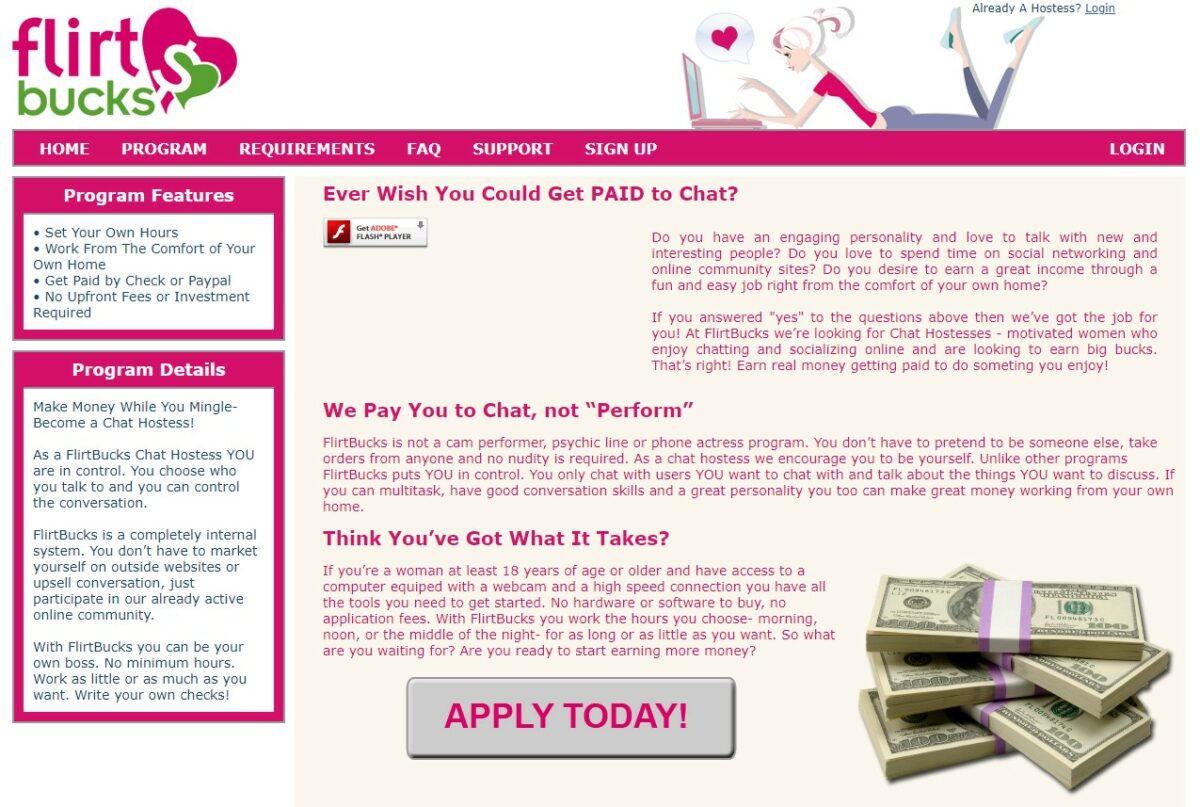 flirtbucks Places to Get Paid to Talk to Lonely People
