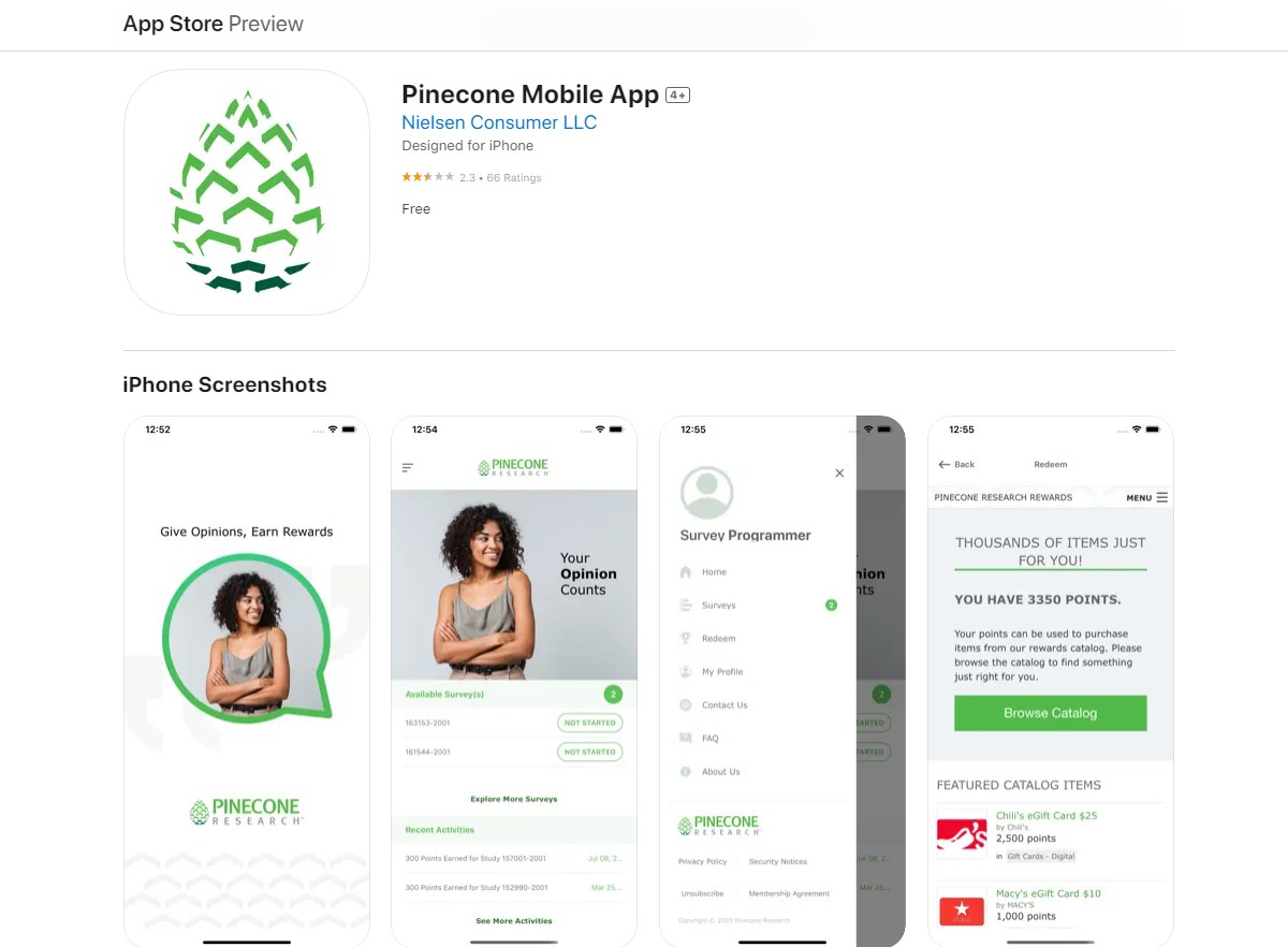 pinecone research survey apps