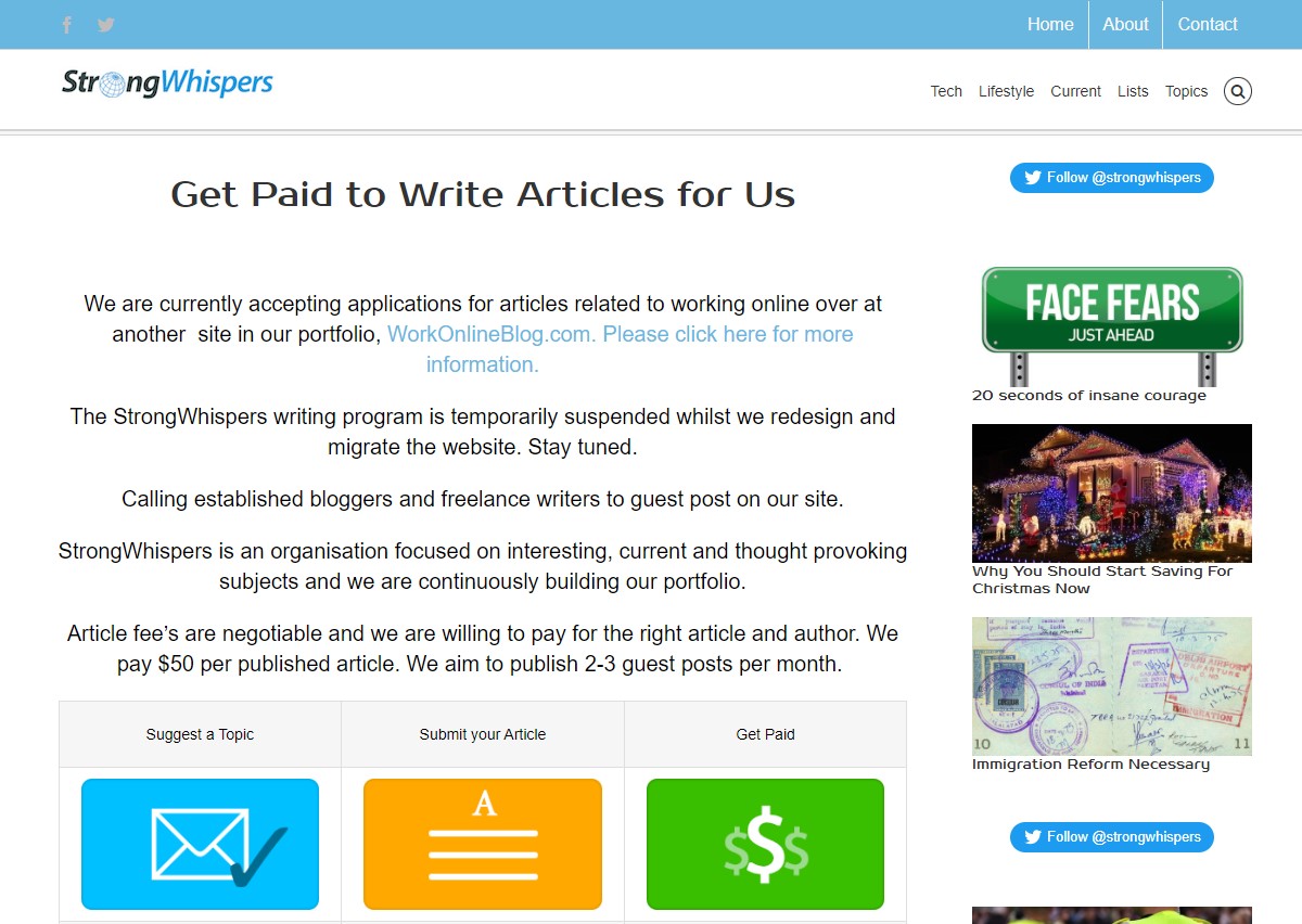 strong whispers Get Paid to Write Articles