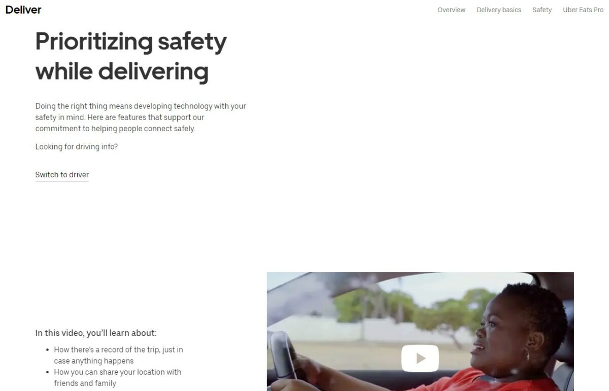 Uber Eats: Safety Features and Driver Support