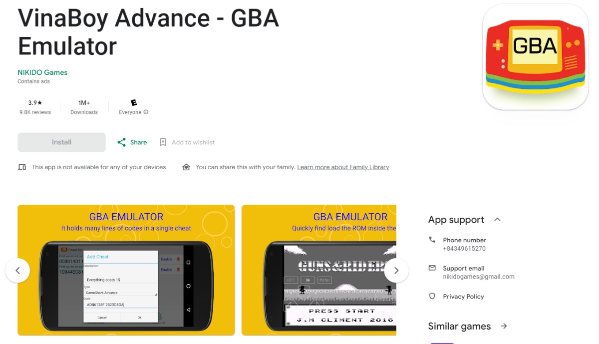 VinaBoy-Advance GBA Emulators for Android