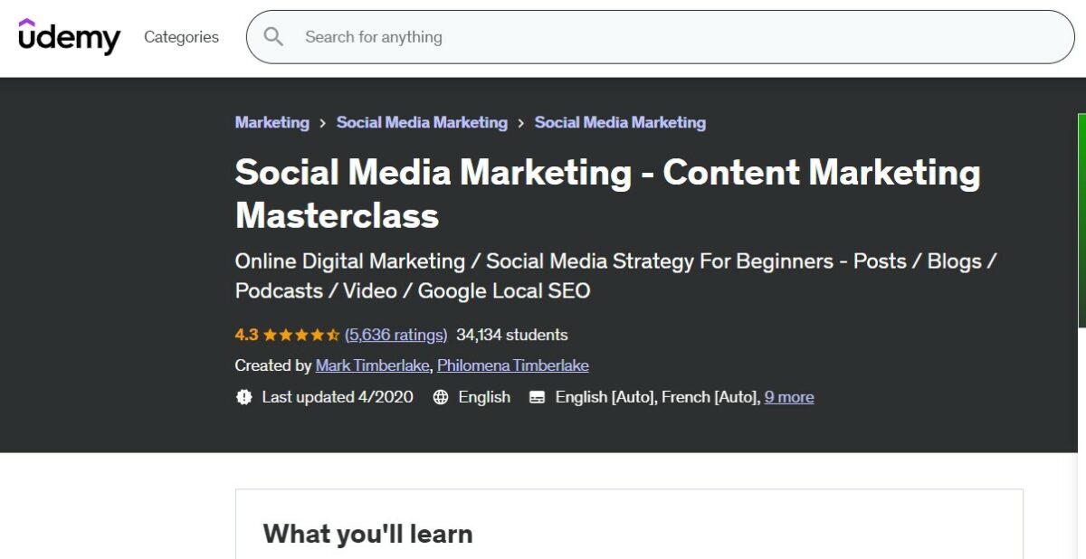 Social Media Marketing Masterclass by Udemy