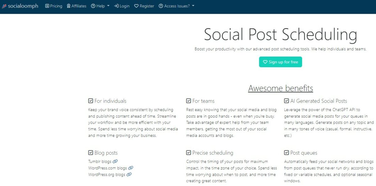 SocialOomph Social Media Marketing Services
