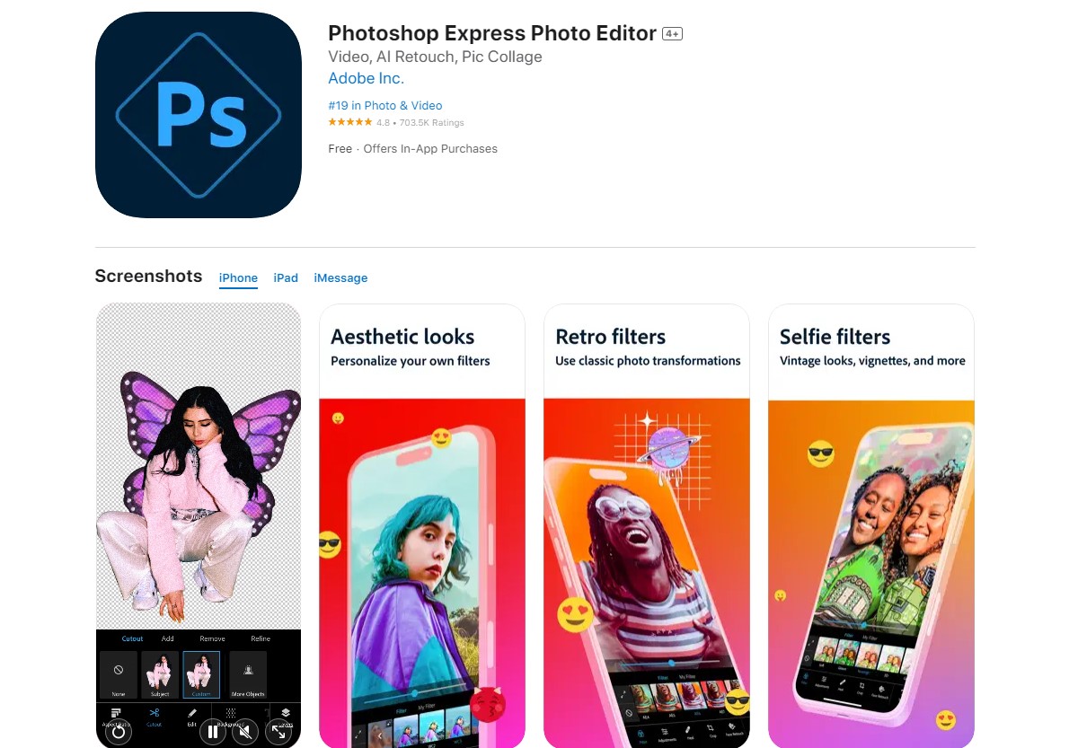 adobe photoshop express Photo Editing Apps For Instagram