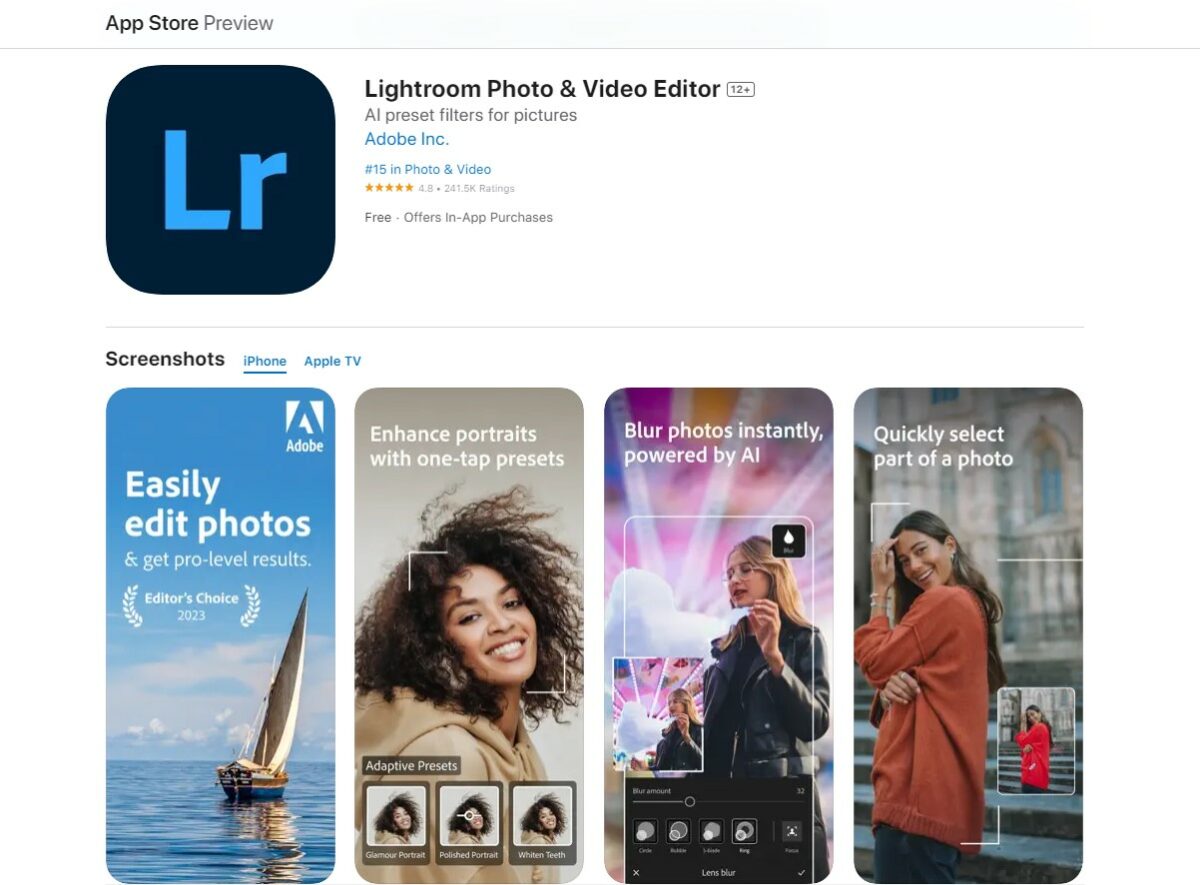 lightroom mobile Instagram Filter Apps