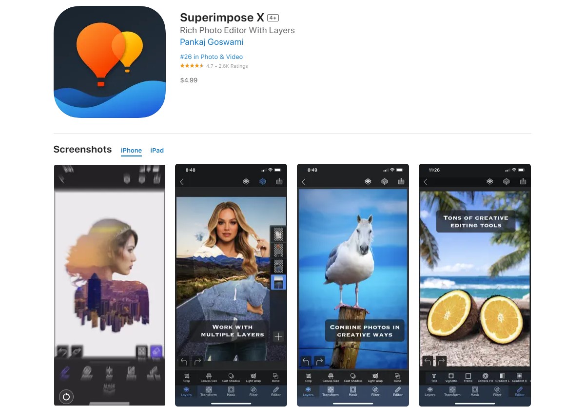 superimpose Photo Editing Apps For Instagram