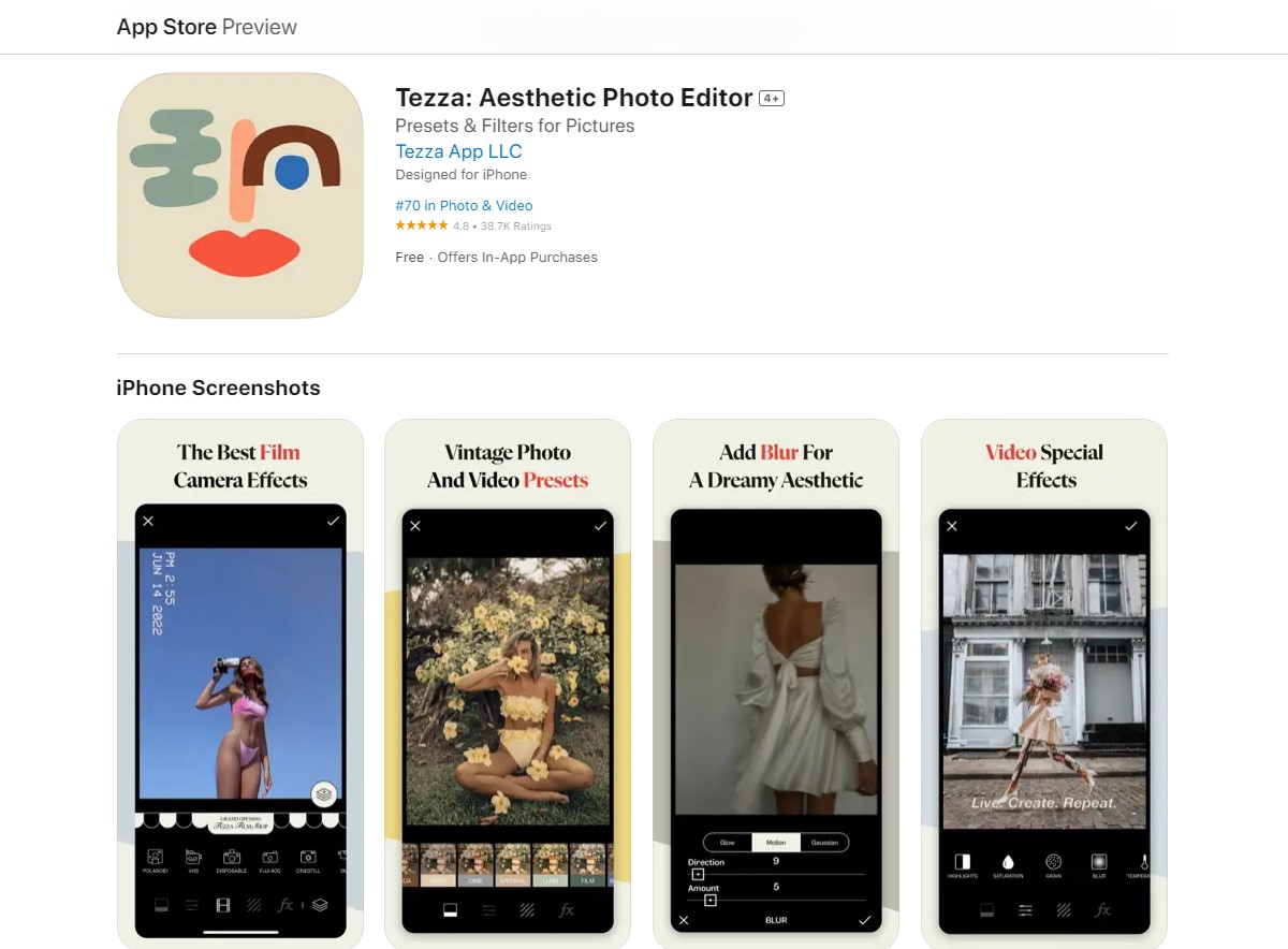 tezza Photo Editing Apps For Instagram