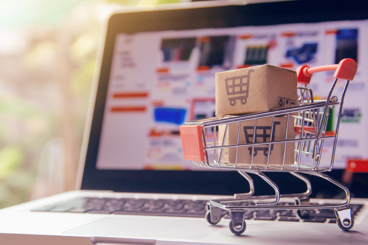 shopping online with cart