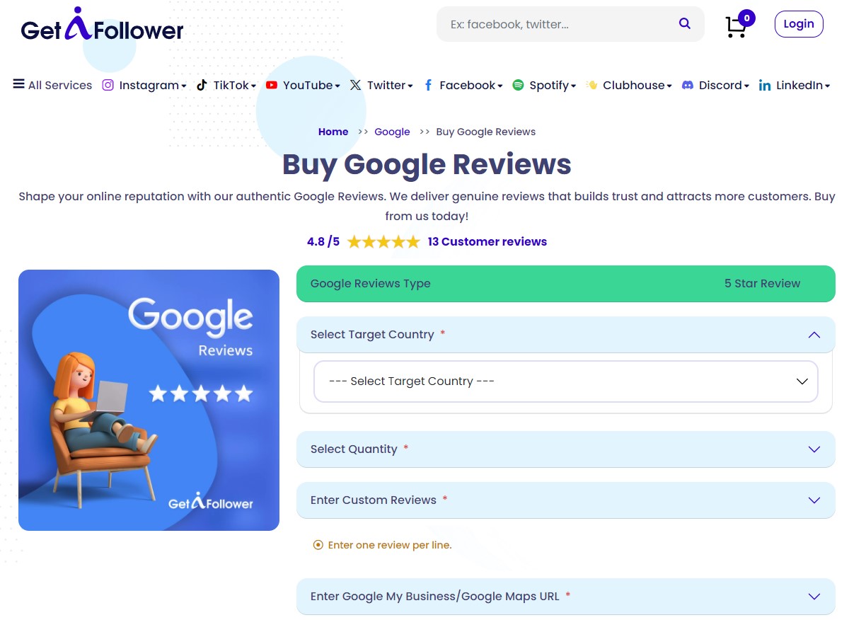 getafollower Best Sites to Buy Female Google Reviews