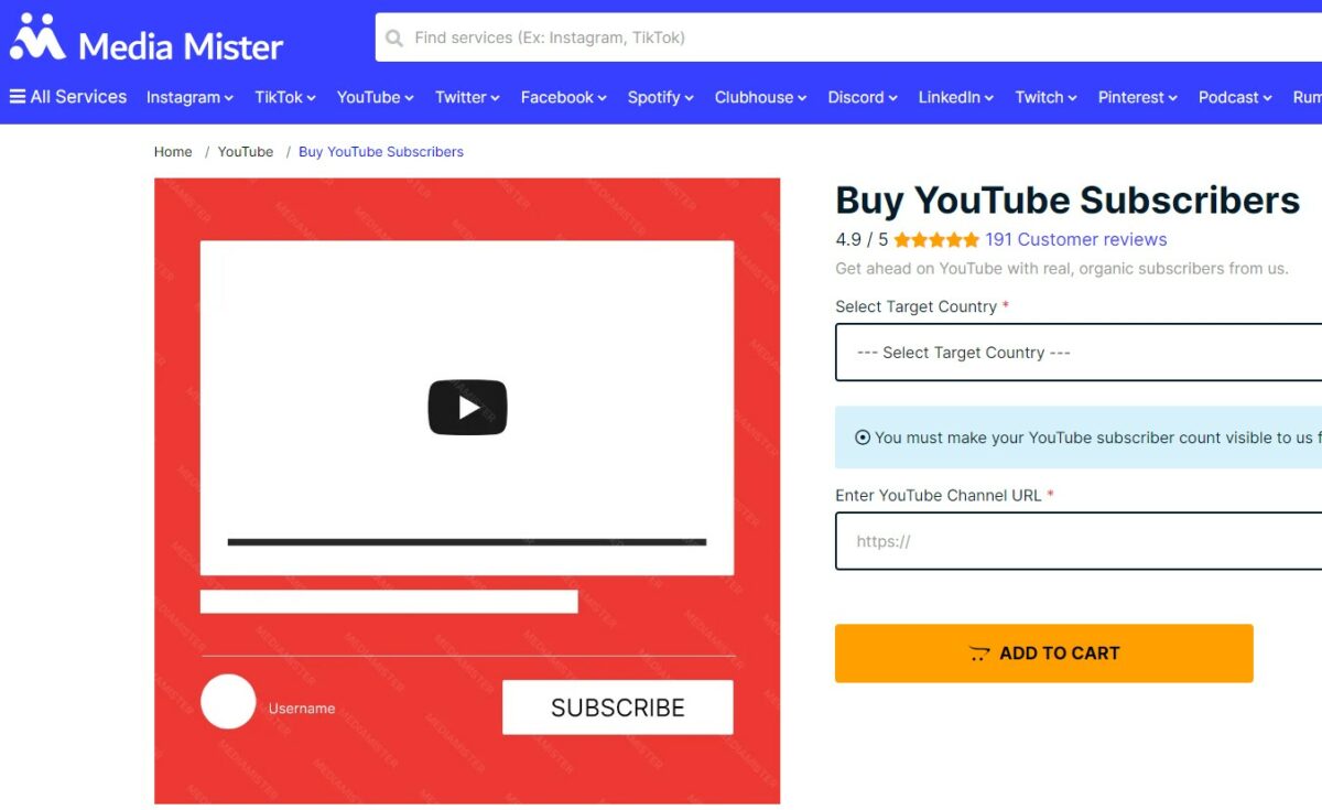 media mister Buy YouTube Subscribers Cheap
