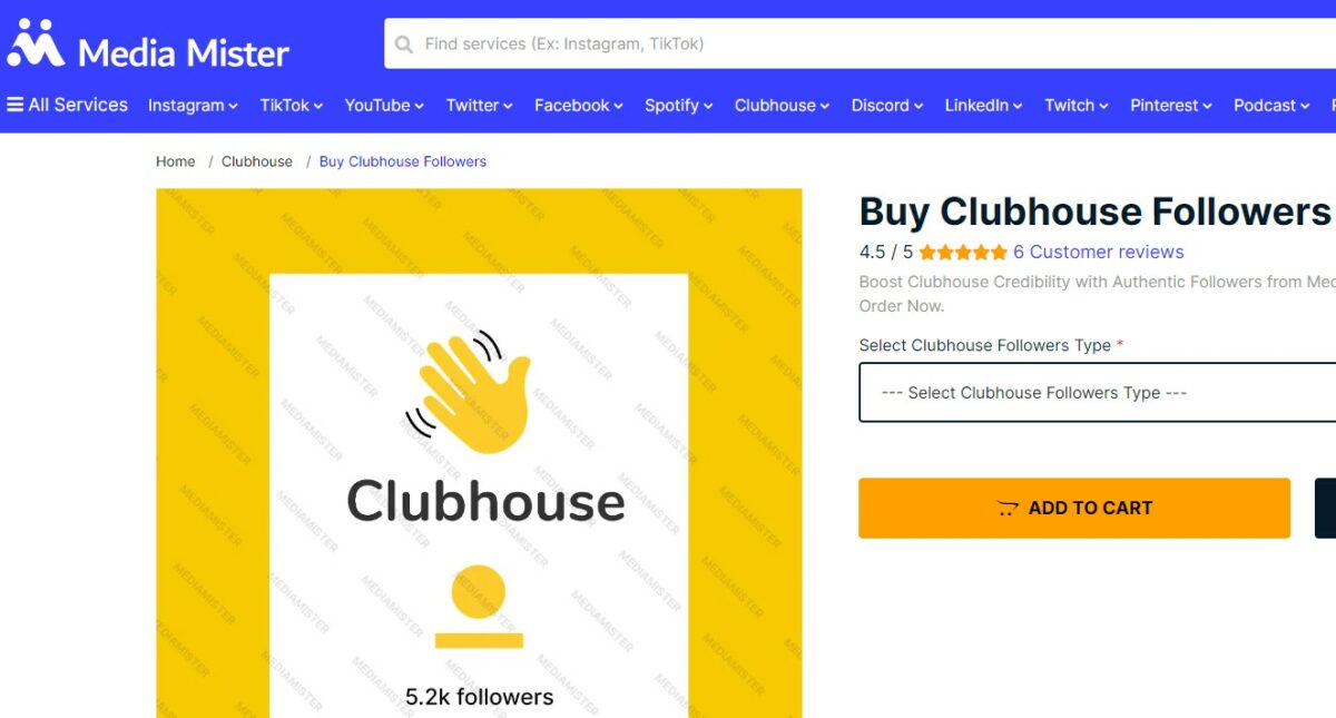 media mister buy clubhouse followers